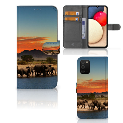 Samsung Galaxy A03s | Telefoonhoesje | Met pasjeshouder | Olifanten
