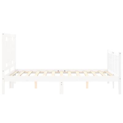 Bedframe met hoofdbord massief hout wit - thumbnail