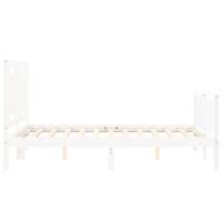Bedframe met hoofdbord massief hout wit - thumbnail