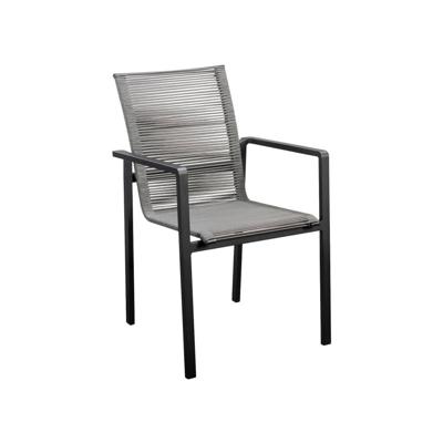 Ishi stackable dining stoel aluminium black rope dark grey Yoi - Yoi Ishi stackable dining stoel aluminium black rope dark grey Yoi - Yoi