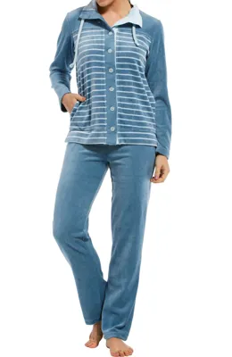 Velours huispak - Cadat Blue - Nos - Warm winter pyjama pak dames