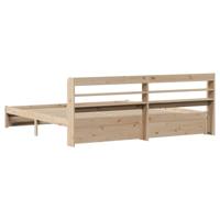 Bedframe met hoofdbord massief grenenhout 200x200 cm - thumbnail