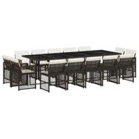 15-delige Tuinset met kussens poly rattan bruin - thumbnail