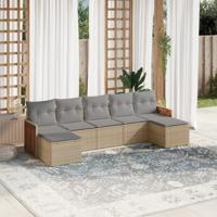 7-delige Loungeset met kussens poly rattan beige - thumbnail