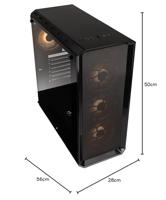 Kolink Levante V2 ARGB Midi-tower Behuizing, Gaming-behuizing Zwart 4 voorgeïnstalleerde LED-ventilators, Zijvenster, Stoffilter - thumbnail