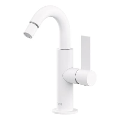 Bidetmengkraan Tres Project Hendel Uitloop Gebogen 16,5 cm Rond Mat Wit Tres