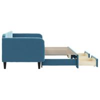 Slaapbank met onderschuifbed en lades 90x200 cm fluweel blauw - thumbnail