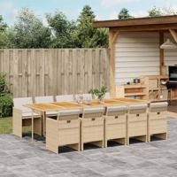 11-delige Tuinset met kussens poly rattan beige - thumbnail