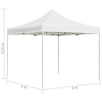 Partytent professioneel inklapbaar 2x2 m aluminium wit - thumbnail