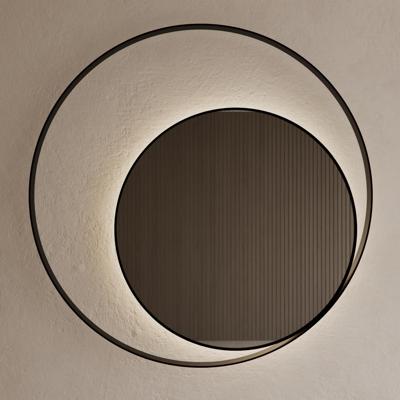 Spiegel Gliss Design Kosmos Mat Zwart met Frame en Indirecte LED Verlichting 100 cm