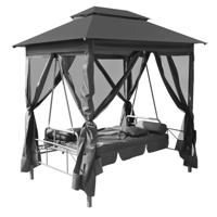 Schommelbank voor buiten met dak 220x160x240 cm staal antraciet - thumbnail