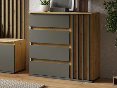Commode DANIEL 4 lades artisan eik/grafiet Commode DANIEL 4 lades artisan eik/grafiet