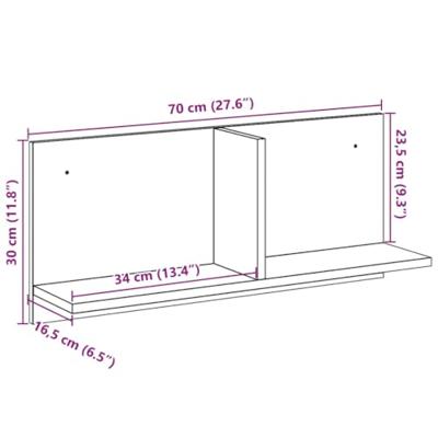 Wandkast 70x16,5x30 cm bewerkt hout wit