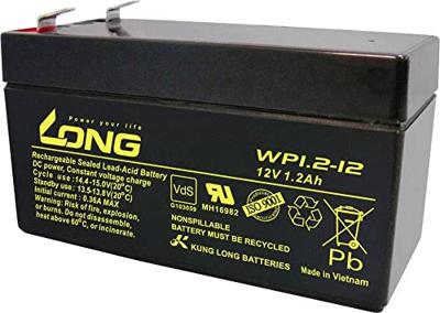 Long WP1.2-12 Loodaccu 12 V 1.2 Ah Loodvlies (AGM) (b x h x d) 97 x 59 x 43 mm Kabelschoen 4.8 mm VDS-certificering, Geringe zelfontlading, Onderhoudsvrij