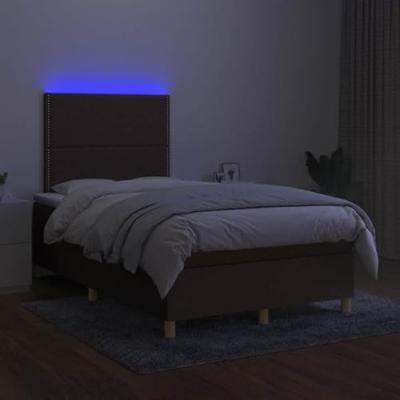 Boxspring met matras en LED stof donkerbruin 120x190 cm
