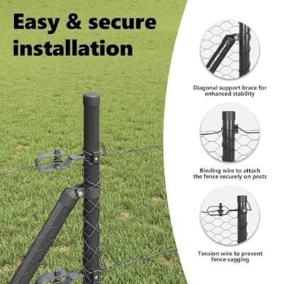 VidaXL Afrasteringspaal grijs 10 x 0,5 m (25 mm gaas) staal en pvc