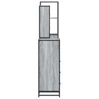 4-delige Badkamermeubelset bewerkt hout grijs sonoma eikenkleur - thumbnail