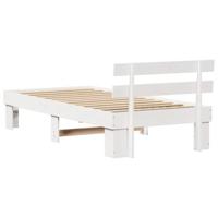 Bedframe met hoofdeinde Wit 90 x 200 cm Massief grenenhout - thumbnail