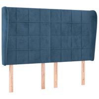 Hoofdbord met randen 147x23x118/128 cm fluweel donkerblauw - thumbnail
