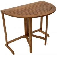 Houten tuintafel inklapbaar halfrond 90 x 60 cm - thumbnail