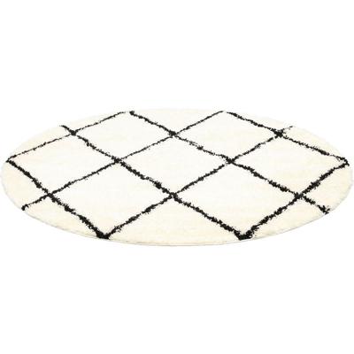 Vloerkleed Emy rond creme/zwart 160