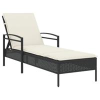 Ligbed met kussen 63x200x81 cm poly rattan zwart - thumbnail