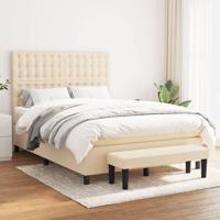 Boxspring met matras stof crèmekleurig 140x190 cm - thumbnail