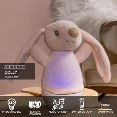 Lucide DOLLY - Tafellamp Kinderkamer - Batterijen - LED - 1x3W 2700K - Met muziekfunctie - Roze