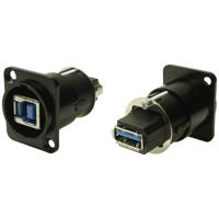 Cliff CP30109 XLRFT USB 3.0 B-A bus zwart metaal geaard Adapter, inbouw 1 stuk(s) - thumbnail
