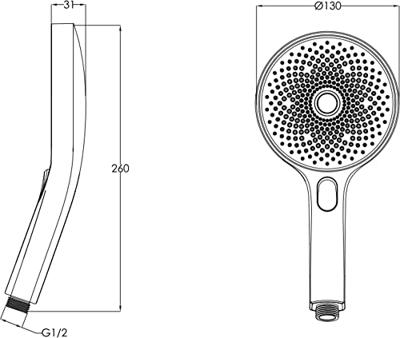 Ben Nebula handdouche rond Ø13cm met 3 straalsoorten RVS-look