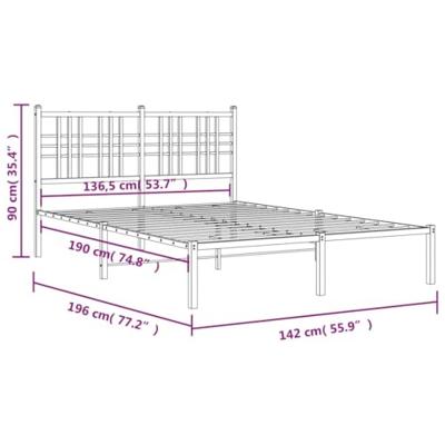 Bedframe met hoofdbord metaal wit 135x190 cm Bedframe met hoofdbord metaal wit 135x190 cm