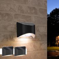 Solar wandlamp quinn rvs zwart op zonne energie 2 stuks - thumbnail