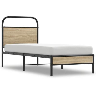Bedframe zonder matras metaal gerookt eikenkleurig 183x213 cm