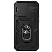 Lunso - Armor backcover hoes met ringhouder - iPhone 14 Pro - Zwart - thumbnail
