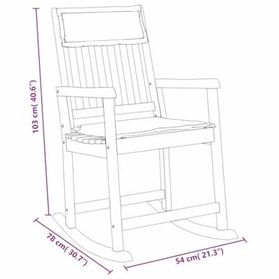 Schommelstoel met kussens massief acaciahout Schommelstoel met kussens massief acaciahout