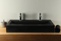 Terrazzo Wastafelblad Zwart Rechthoek 90x41 cm 2 Kraangaten | TZS 034S2k - thumbnail