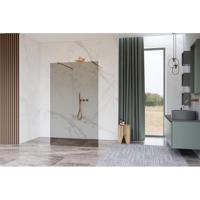 Fortifura Galeria Vrijstaande Inloopdouche - 160x200cm - Rookglas - antikalk - 8mm veiligheidsglas - wandsteunen - Geborsteld koper PVD (Koper) SW927772 2x/SW797942 - thumbnail