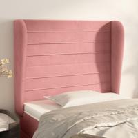 Hoofdbord met randen 83x23x118/128 cm fluweel roze - thumbnail