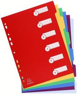 Tabbladen exacompta 225x297mm 11gaats 6delig ass | 25 stuks