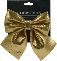 Kerstversiering Strik met Pailletten 17cm - Goud - thumbnail
