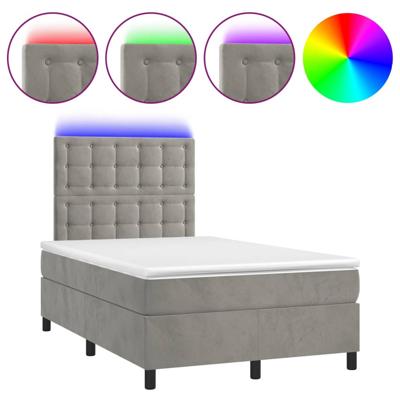 Boxspring met matras en LED fluweel lichtgrijs 120x200 cm