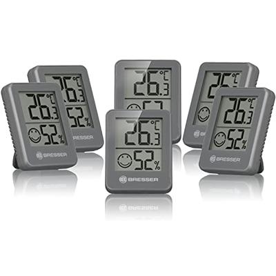 BRESSER ClimaTemp Hygro Indicator Set van 6 Thermo-/Hygrometers (grijs)