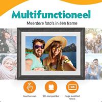 Pora&co Digitale Fotolijst met WiFi & Frameo App 10 inch, wit / bruin - thumbnail