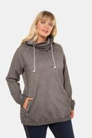 Ulla Popken Sweatshirt, cold dyed, wijde opstaande kraag, 2 zakken - Grote Maten - thumbnail
