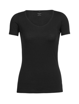 Icebreaker Siren SS Sweetheart Thermoshirt Dames Black S