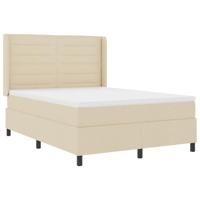 Boxspring bed met matras met hoofdeinde Crème 160 x 200 cm Stof - thumbnail