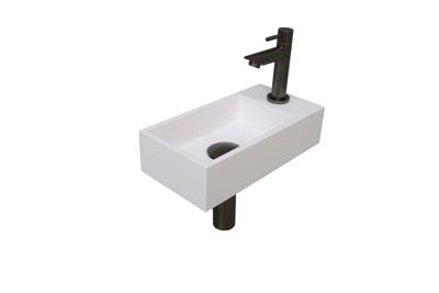 Fonteinset INK Versus 36x18x9 cm Polystone Glans Wit Met Kraangat Rechts Metal Black