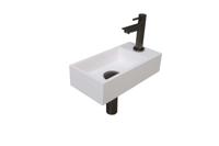 Fonteinset INK Versus 36x18x9 cm Polystone Glans Wit Met Kraangat Rechts Metal Black - thumbnail