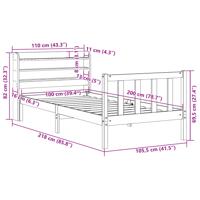 Bedframe met hoofdbord massief grenenhout wasbruin 160x200 cm - thumbnail