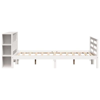 Bed met boekenkast zonder matras grenenhout wit 150x200 cm - thumbnail